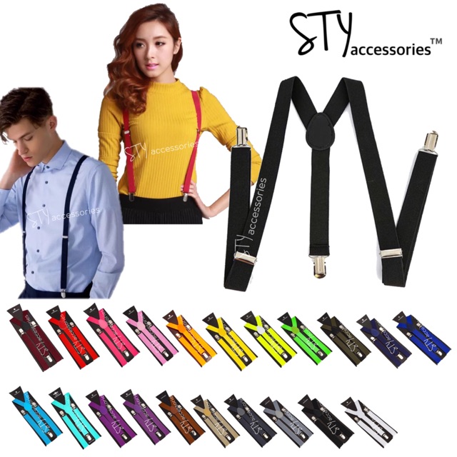 FAMA002_Taylor Unisex ผู้หญิงผู้ชาย Elastic adjustable Susp braces Y-Shape Clip on