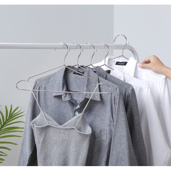 ไม้แขวนเสื้อสแตนเลส หนา3.2mmยาว40/42/45cm(1แพ็ค 10ชิ้น) เสื้อเด็ก แขวนผ้า แขวนกางเกง