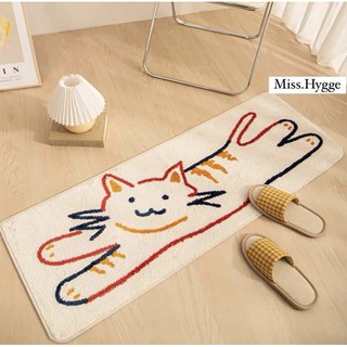 พรมขนนุ่มวางข้างเตียงลายแมวน่ารักpreorder//miss.hygge