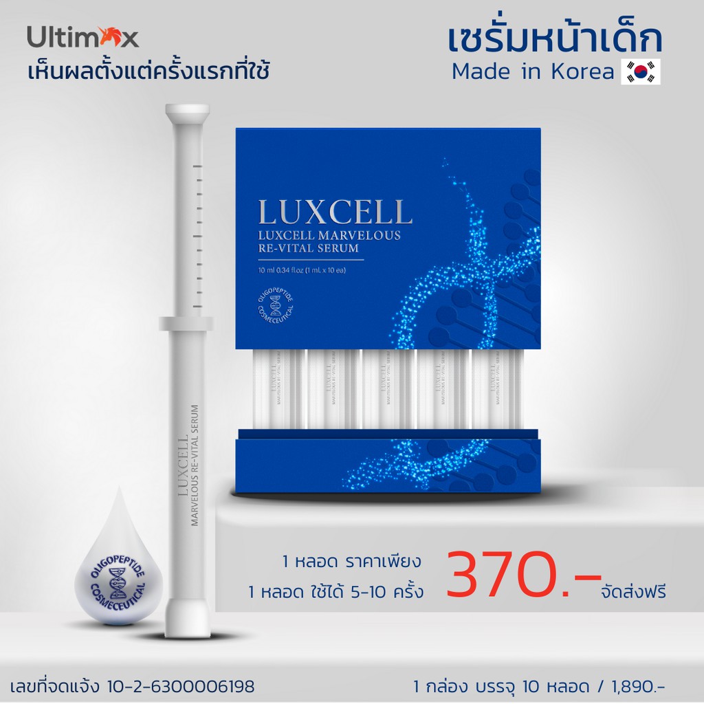 ยกกระชับผิวหน้าใน 5 นาที Luxcell Serum เซรั่ม ฟื้นฟูบำรุงดูแลผิวหน้า ลึกถึงระดับเซลล์ จาก Stem Cell