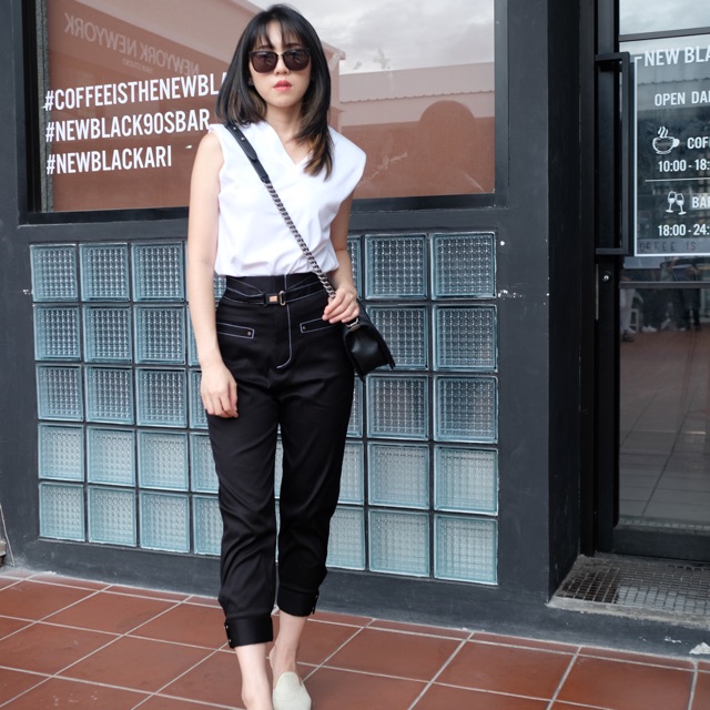 Bazzi Black Cotton Pant - Penelopeshop