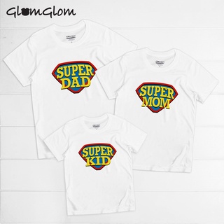 #เสื้อยืดครอบครัวคอกลมสีขาว #เสื้อยืดครอบครัวคอกลมสีเทา SUPER DAD / SUPER MOM / SUPER KID