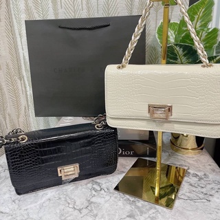 Charles &amp; Keith Textured Chain Handle Bag🖤 สะพายไหล่+ครอสบอดี้ได้❤️