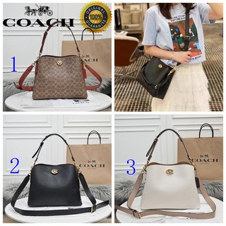 🎄พร้อมส่ง🌟Coach กระเป๋าถือผู้หญิงแฟชั่นกระเป๋าสะพายไหล่ข้างเดียวกระเป๋าถือหลายช่องความจุขนาดใหญ่ต้นฉบับในสต็อก 2745 2590