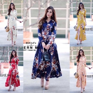 MaxiDress แม็กซี่เดรสเชิ้ตยาว  8513