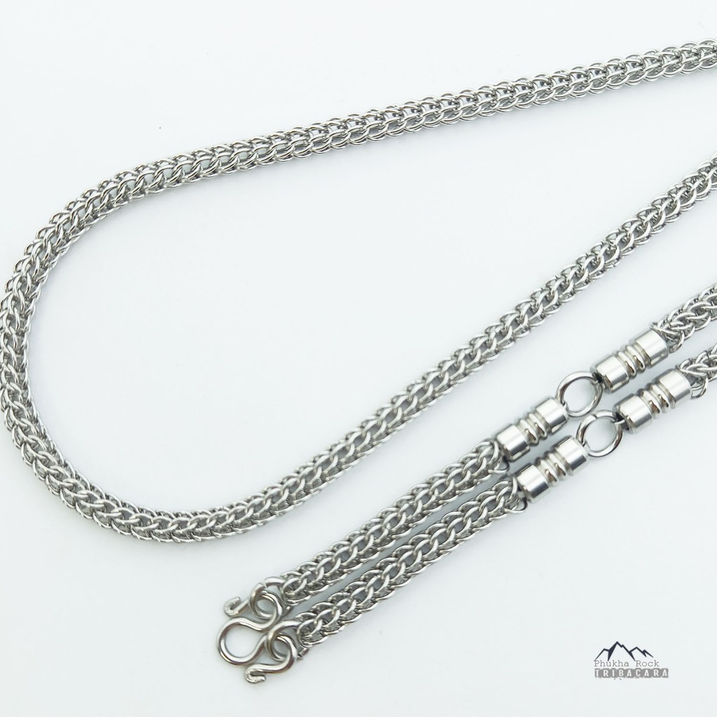 J61 ลายห่วงถักข้าวโพด ขนาด 5-8 มม ยาว 28 นิ้ว สร้อยคอ ห้อยพระ สร้อยสแตนเลสแท้ สร้อยพระ stainless necklace