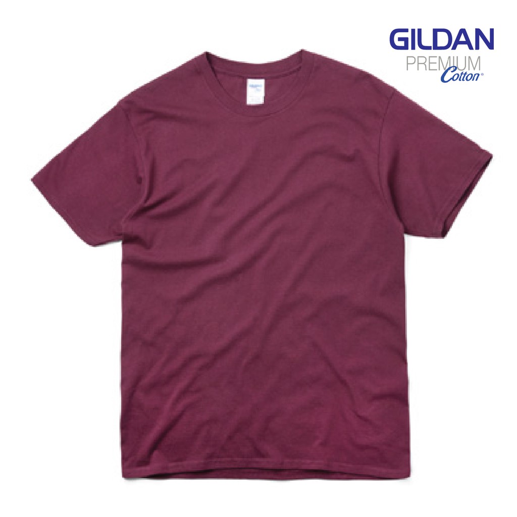 เสื้อยืดสีแดงเลือดหมู GILDAN Premium Cotton