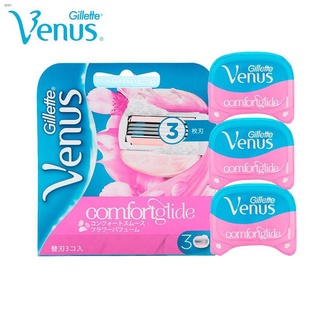 Gillette Venus Comfortglide หัวใบมีดสําหรับกําจัดขนสีชมพู 3 ชิ้น