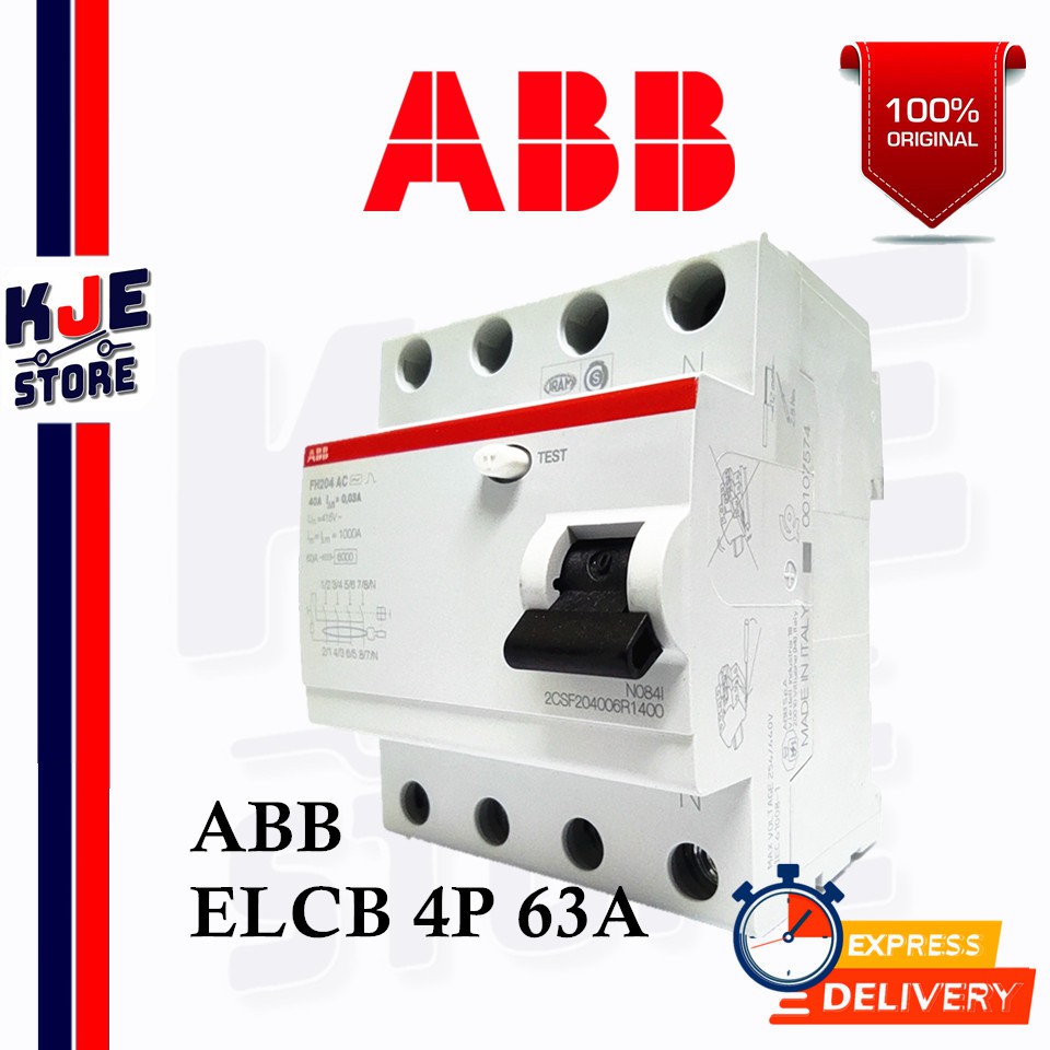 Abb ELCB/RCCB FH204 4P 63A [ 30mA / 100mA / 300mA ]