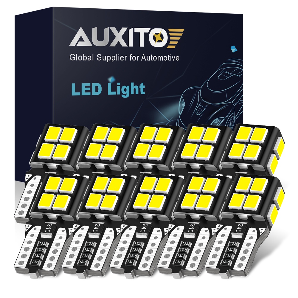 Auxito 10PCS W5W T10 หลอดไฟ LED 2835 SMD 194 168 Canbus ภายในรถโดมกระจกอ ่ านหนังสือ Trunk โคมไฟ