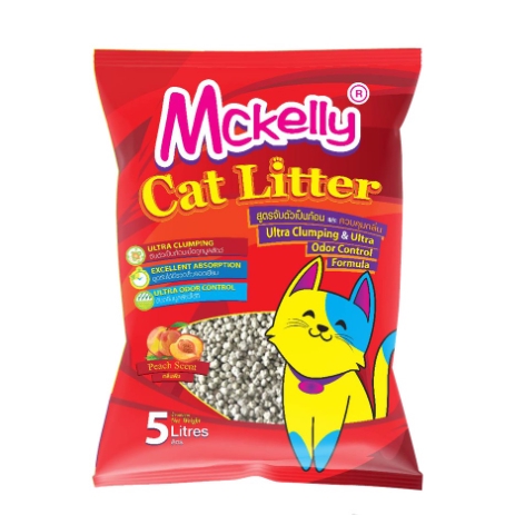 ทรายแมว Mckelly กลิ่นพีช