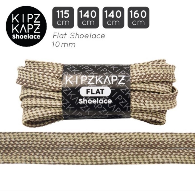 KIPZKAPZ FS88 สีน้ําตาล BRAID 90 ซม.115 ซม.140 ซม.160 ซม.เชือกผูกรองเท้าแบน 10 มม.สีน้ําตาล