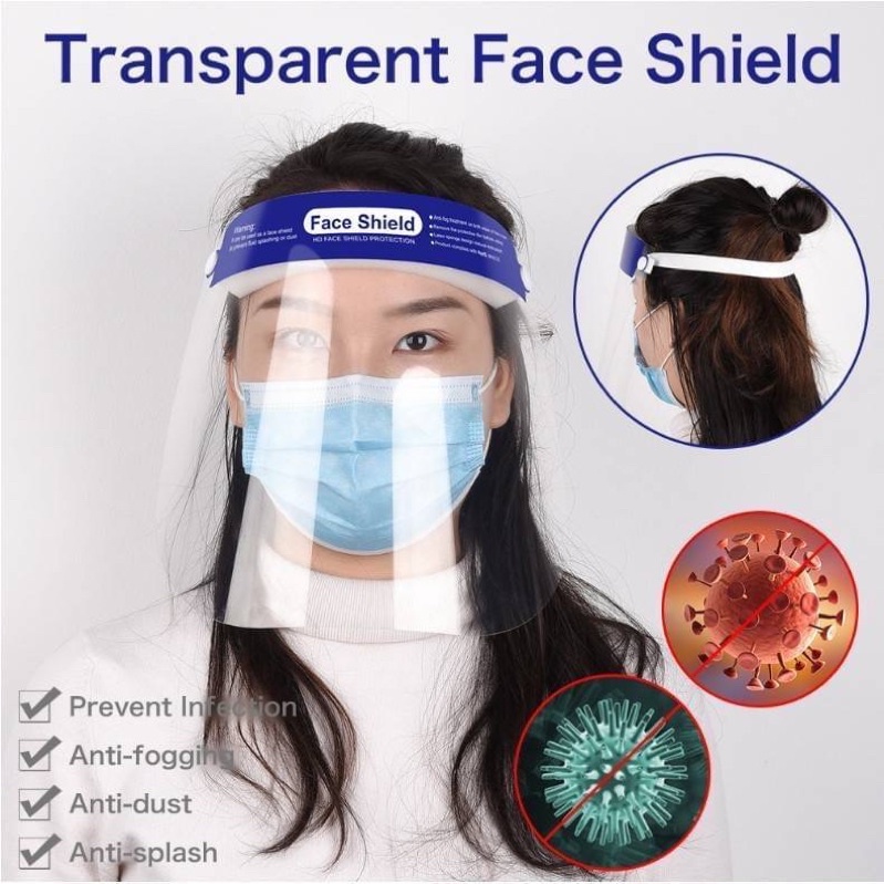 **10ชิ้น**Face Shield  [HD Material] หน้ากากปกป้อง ป้องกันใบหน้าจากละอองจากการไอ จาม และเชื้อโรคต่างๆ เฟสชิว