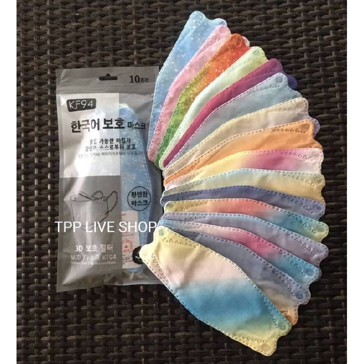 KF94 Mask / KN95 Maskสีรุ้งพลาสเทลผู้ใหญ่ หน้ากากอนามัยทรงเกาหลี 4D 1