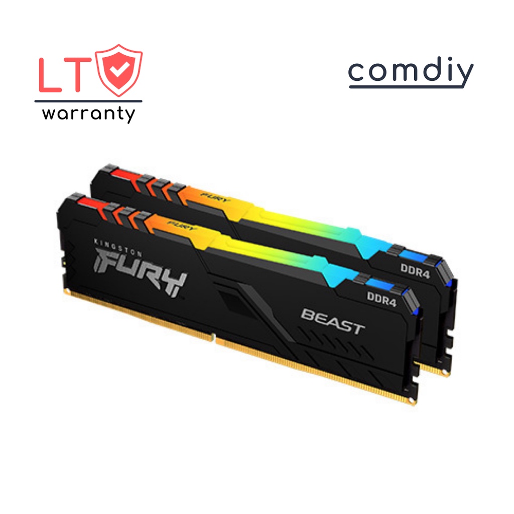 Kingston FURY Beast DDR4 RGB 16GB (8GBx2) 3600MHz CL17 RAM แรม By comdiy
