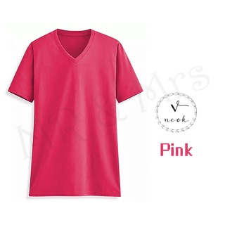 เสื้อยืดสีพื้น เสื้อคอวี เสื้อยืดคอวี T-Shirt ผ้าCotton (สีบานเย็น)