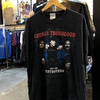 ผ้าฝ้ายคอกลมเสื้อยืด พิมพ์ลาย George Thorogood And The Destroyers สไตล์วินเทจfrom S-4XL