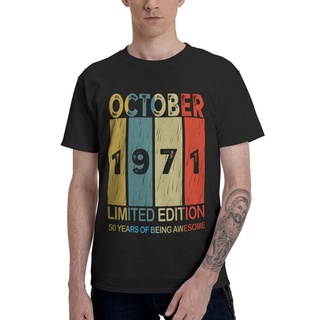 เสื้อยืดแขนสั้น พิมพ์ลาย October 1971 Limited Edition 50 Years Of Being Awesome 50th สําหรับผู้ชาย