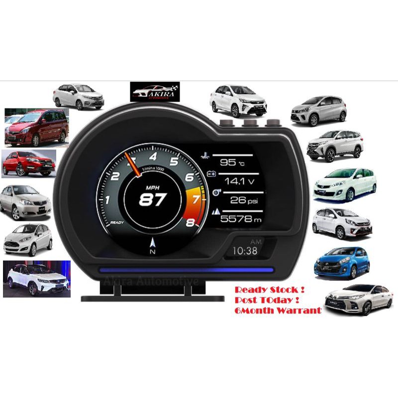 ARUZ AKIRA P6 OBD2 METER มิเตอร์ OBD สําหรับ PROTON PERODUA HONDA NISSAN TOYOTA MITSUBISHI ISUZU