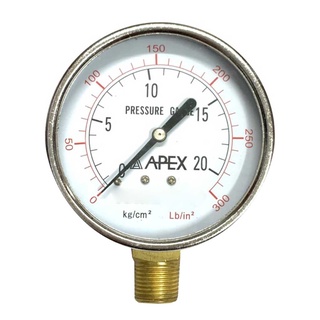 เกจวัดความดัน Pressure Gauge เพรสเชอเกจ หน้าปัด 3" เกลียว 3/8" ยี่ห้อ APEX ใช้วัดความดันลมแก๊ส