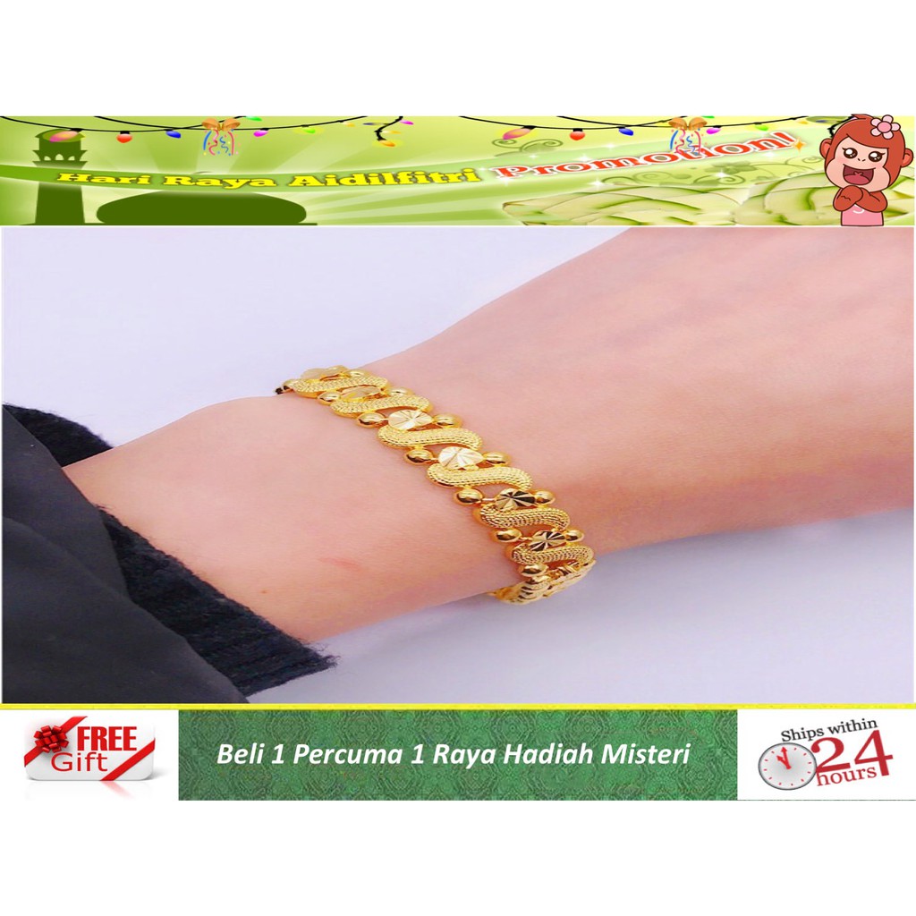 Bangkok 24K Gold Bracelet สร้อยข้อมือ Coco (916 Copy 24K Gold Bracelet)