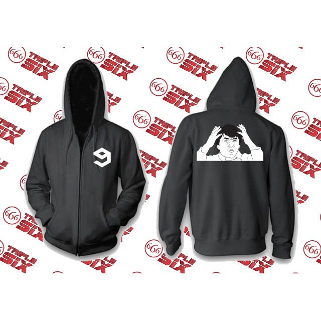 เสื้อแจ็คเก็ตมีฮู้ดซิป Jackie Chan 9gag Meme