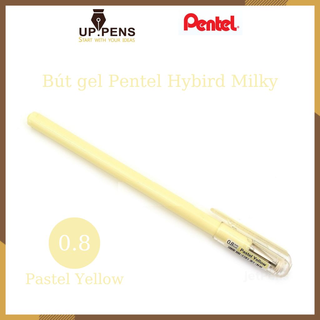 Pentel Hybird Milky ปากกาเจลสีพาสเทล - ปลายโลหะ 0.8mm - เหลืองพาสเทล
