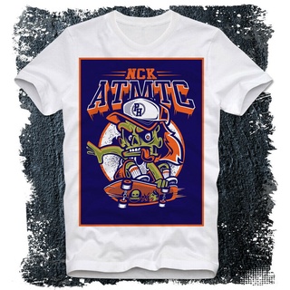 ▪เสื้อยืด Nck Atmtc Skater กะโหลกศีรษะสเก็ตบอร์ดพังก์กบฏ Thrasher 1Pp