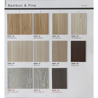 แผ่นลามิเนต Arborite ลายไม้ Bamboo &amp; Pine ขนาด 120 x 240 ซม. หนา 0.7 มม. ใช้สำหรับงานตกแต่งภายใน มีหลายลายให้เลือก