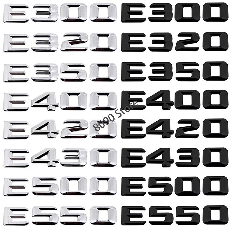 Metal Car Rear Sticker for Mercedes Benz Letter E300 E320 E350 E400 E420 E430 E500 E550 Auto Trunk Emblem Badge Decal