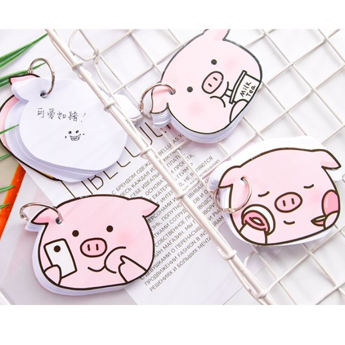 ค่าส่ง 20 บาท พร้อมส่ง Flash card 70 แผ่น กระดาษหมู โพสอิท สมุดจดคำศัพท์ สมุดโน็ต สุดน่ารัก