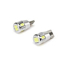 SMD T10 6 ดวง Canbus หัวเงิน