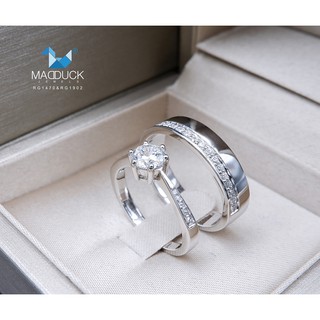 Madduckjewels แหวนเงินแท้ เพชร CZ ชุบโรเดียม RG1470-RG1902