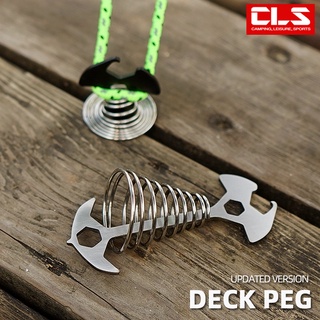 สมอบก สำหรับพื้นไม้ CLS Fishbond Rope Buckle Deck Peg with Spring ตะขอสปริงทรงก้างปลาสำหรับใช้แทนสมอบก