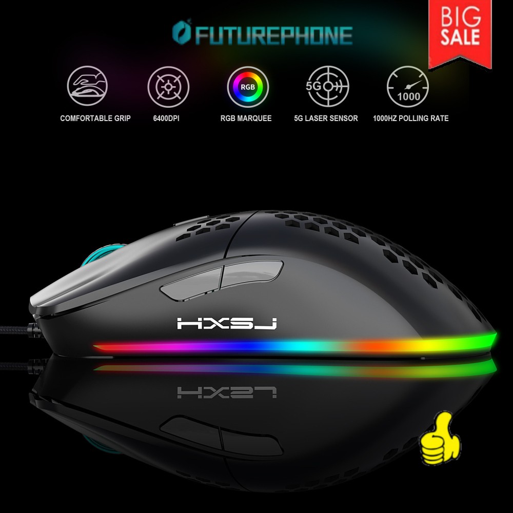 Hxsj J900 เมาส เล นเกมแบบใช สาย Usb Rgb Shopee Thailand