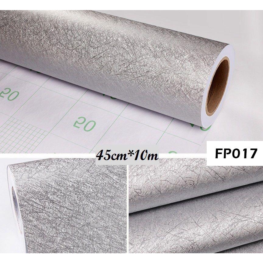 วอลเปเปอร์ สติกเกอร์ ติดผนัง กาวในตัว PVC มีกาวในตัว SF01# เทาเงิน ไหม