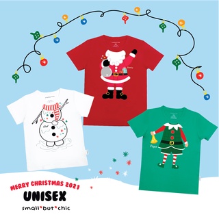 เสื้อคริสมาสต์ผู้ใหญ่ทรงตรง ใส่ชื่อฟรี XS-5XL(Unisex) ลาย Santa, Olaf, Elf _small but chicเสื้อยืด