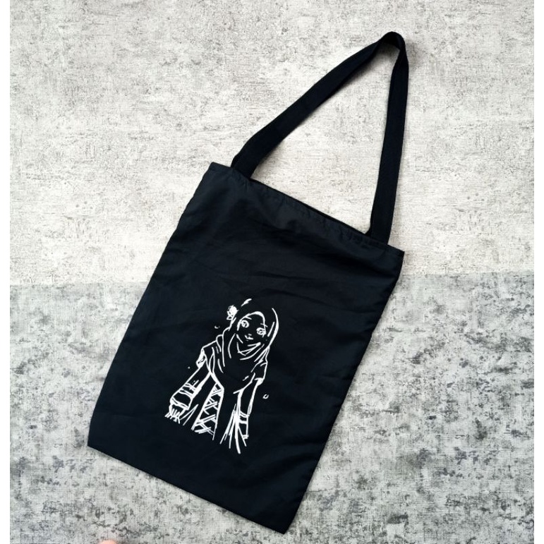 HIJAB GIRL motif tote bag มีซิป วัสดุ DRILL นุ่ม || คิอิอูมีอิ ||