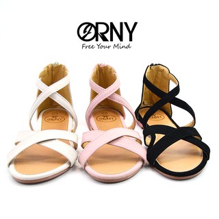 [No.OY99] ORNY(ออร์นี่) ♥️ รองเท้าแตะซิปหลัง รองเท้าแกลดิเอเตอร์ หนังนิ่มมาก ใส่สบาย ด้านหลัง