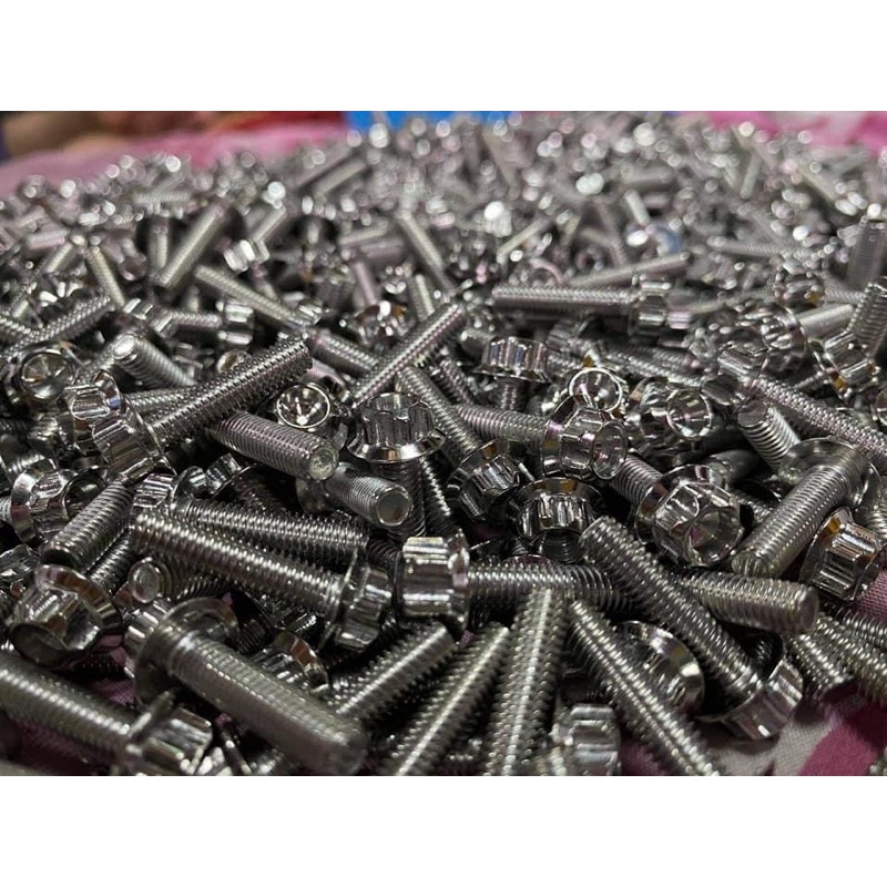 น็อตสแตนเลสหัวเฟือง M10 เกลียว1.25 ใช้ประแจ&บล็อก เบอร์14 ร่องเฟืองลึก องศาสวยๆ