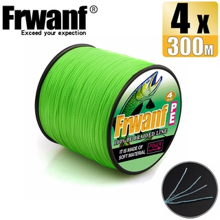 Frwanf สายเอ็นตกปลา PE แบบถัก ทนทาน สีเขียวอ่อน 300 เมตร 4 เส้น