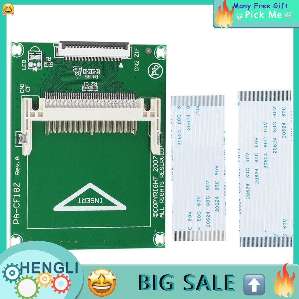 Hengli การ์ดหน่วยความจำ CF คอมแพคแฟลชขนาด 1.8 นิ้วขนาด 50 พินสำหรับอะแดปเตอร์ ZIF/CE SSD HDD