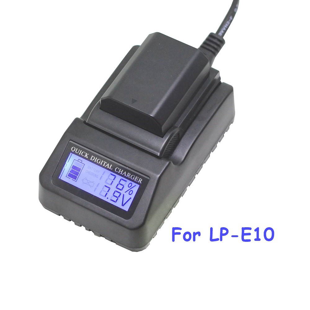 LP-E10 LCD Digital Charger For Canon EOS Rebel T3, T5, T6, EOS 1100D, 1200D, 1300D, EOS Hi, Kiss X50, X70, X80