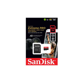 SanDisk Extreme Pro microSDXC 64GB A2 (SDSQXCU-064G-GN6MA) ความเร็วสูงสุด อ่าน 200MB/s เขียน 90MB/s