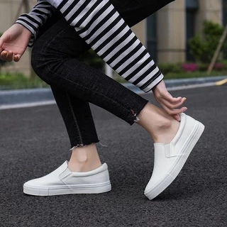 [พร้อมส่ง🇹🇭][s.35-45]Slip on รองเท้าผ้าใบสวมหนังนิ่ม