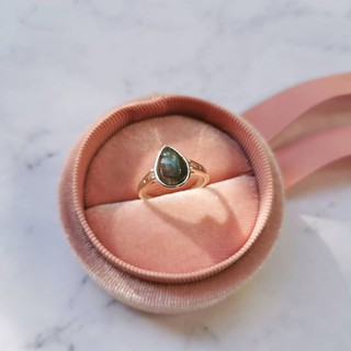 Labradorite​ Minimal Ring​ แหวนลาบราโดไลท์​หยดน้ำ​ ตัวเรือน​เงินแท้