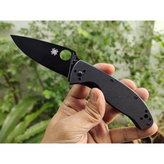 มีดพับ มีดพก มีดแคมป์ มีดเดินป่า Spyderco Tenacious C122 ใบ 3.5" เหล็ก 8Cr13Mov รมดำ Liner lock ด้าม G10