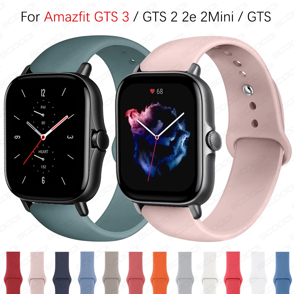 สายนาฬิกาข้อมือ ทำจากซิลิโคน สีพื้น แบบเปลี่ยนได้ สําหรับ Huami Amazfit GTS 3 2 2e 2Mini GTS 2