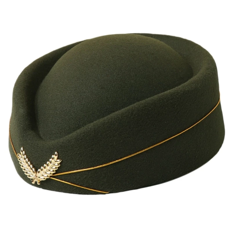 Wayle Stewardess Air Hostess Beret หมวกผู้หญิงหมวกเครื่องแต่งกายคอสเพลย์อย่างเป็นทางการชุดหมวกอุปกรณ์เสริม thumbnail 5