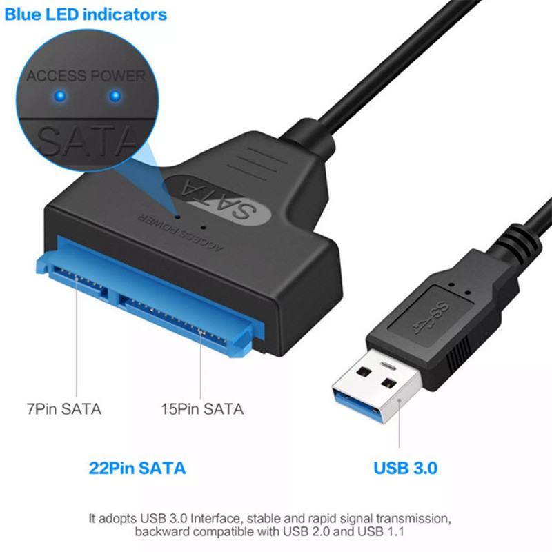 ⚡️ สายอ่านข้อมูลฮาร์ดไดรฟ์ HDD / SSD 2.5 นิ้ว 22 Pin SATA III to USB 3.0